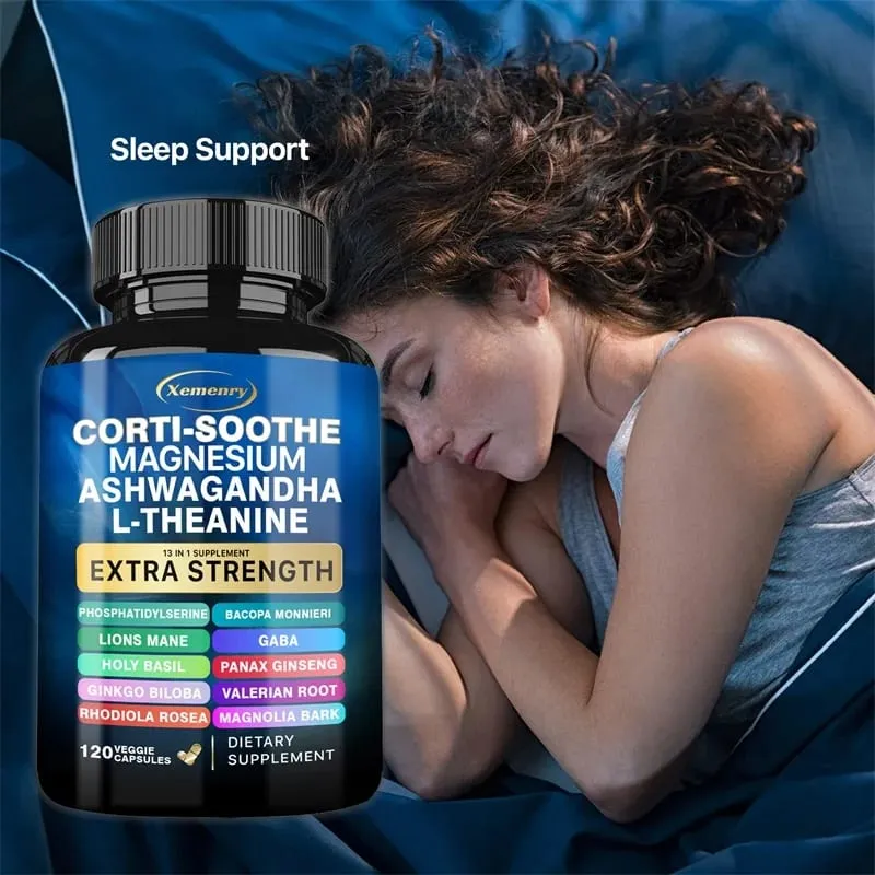 Corti-Soothe Cortisol with Magnesium Ashwagandha L-Theanine - Replenishing Cortisol and Adrenal Function Sleep Support