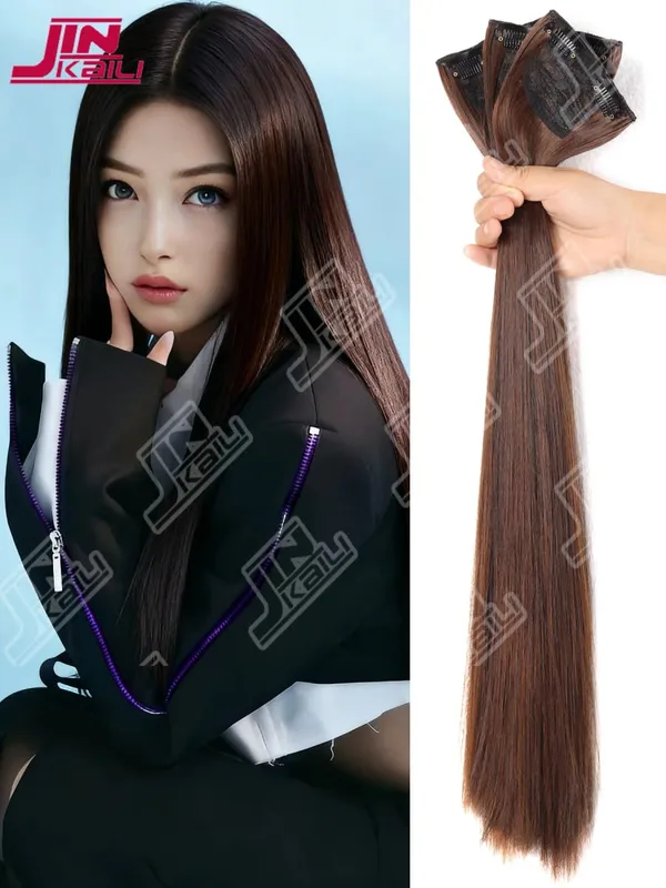 JKL Potongan Ekstensi Rambut Panjang Peningkatan Volume Realistis Set Tiga Potong Tanpa Jejak Tak Terlihat Ekstensi Rambut Sintetis Asia — image 8