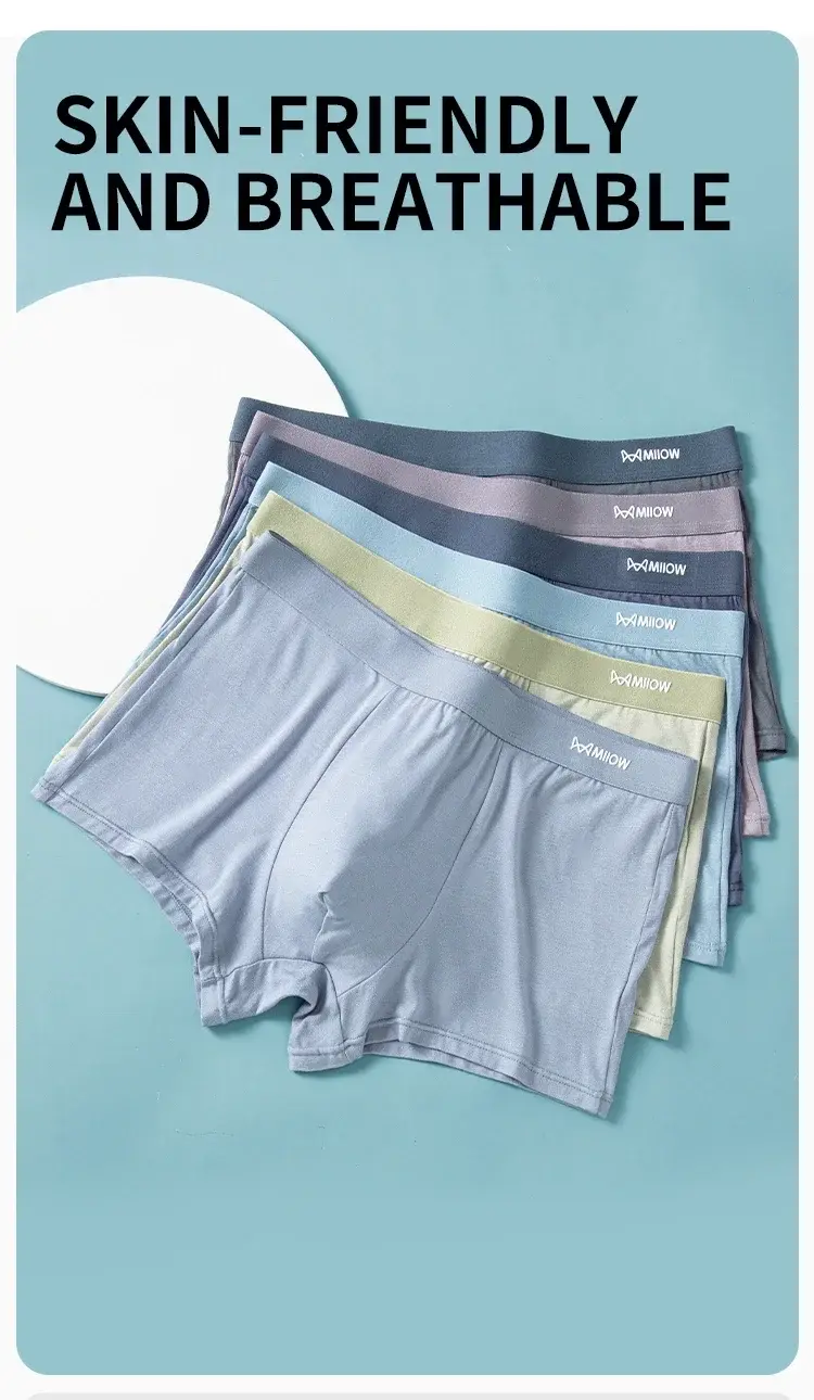 MiiOW 3Pcs Softness Modal Men Underwear Boxers Breathable Men's Panties Mens Underpants Cotton Antibacterial Man Boxers Briefs — image 8