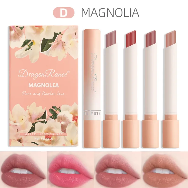 Cigarette Lipstick Set 4pc Velvet Matte Lip Gloss Waterproof Long Lasting Smoke Lip Stick Sexy Red Lip Tint Charming Lips Makeup
