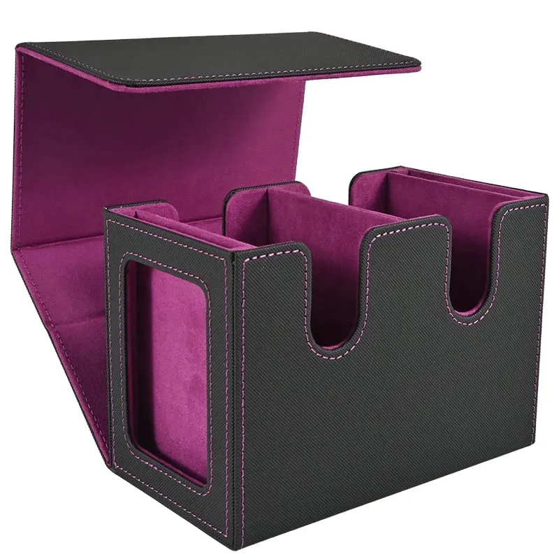 Deck Box with 2 Commander Display Double Deck Box for 140+ Single Sleeved Cards Fits for TCG CCG Magic Cards