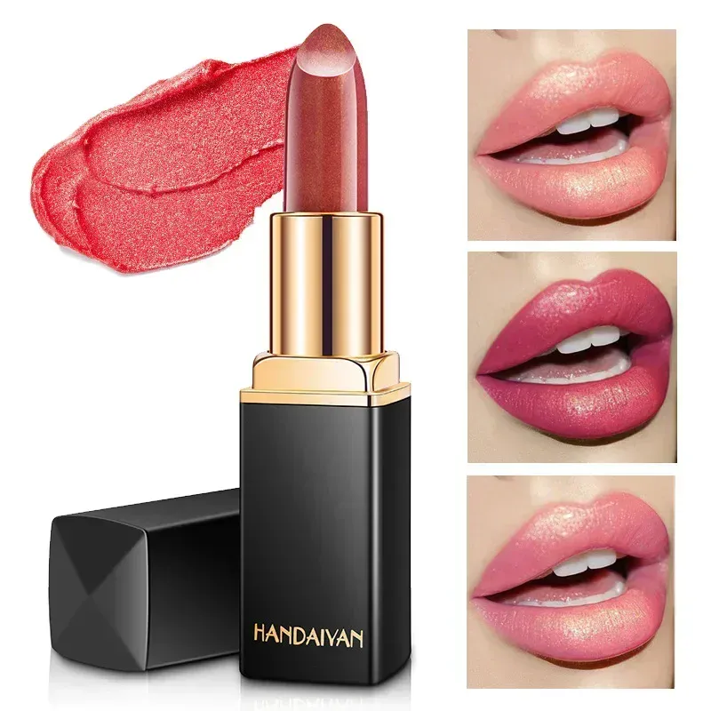 Brand Professional Lips Makeup Waterproof Shimmer Long Lasting Pigment Nude Pink Mermaid Shimmer Lipstick Luxury Makeup Cosmetic — image 3
