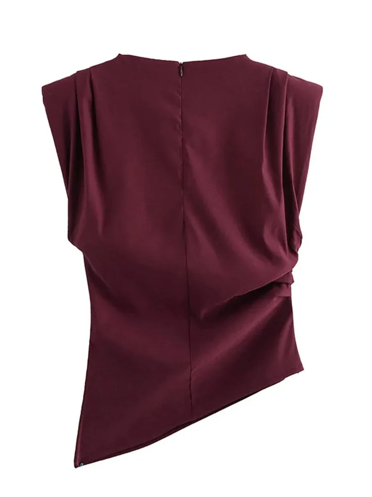 New European and American fashion simple pleated decorative shoulderless top — image 4