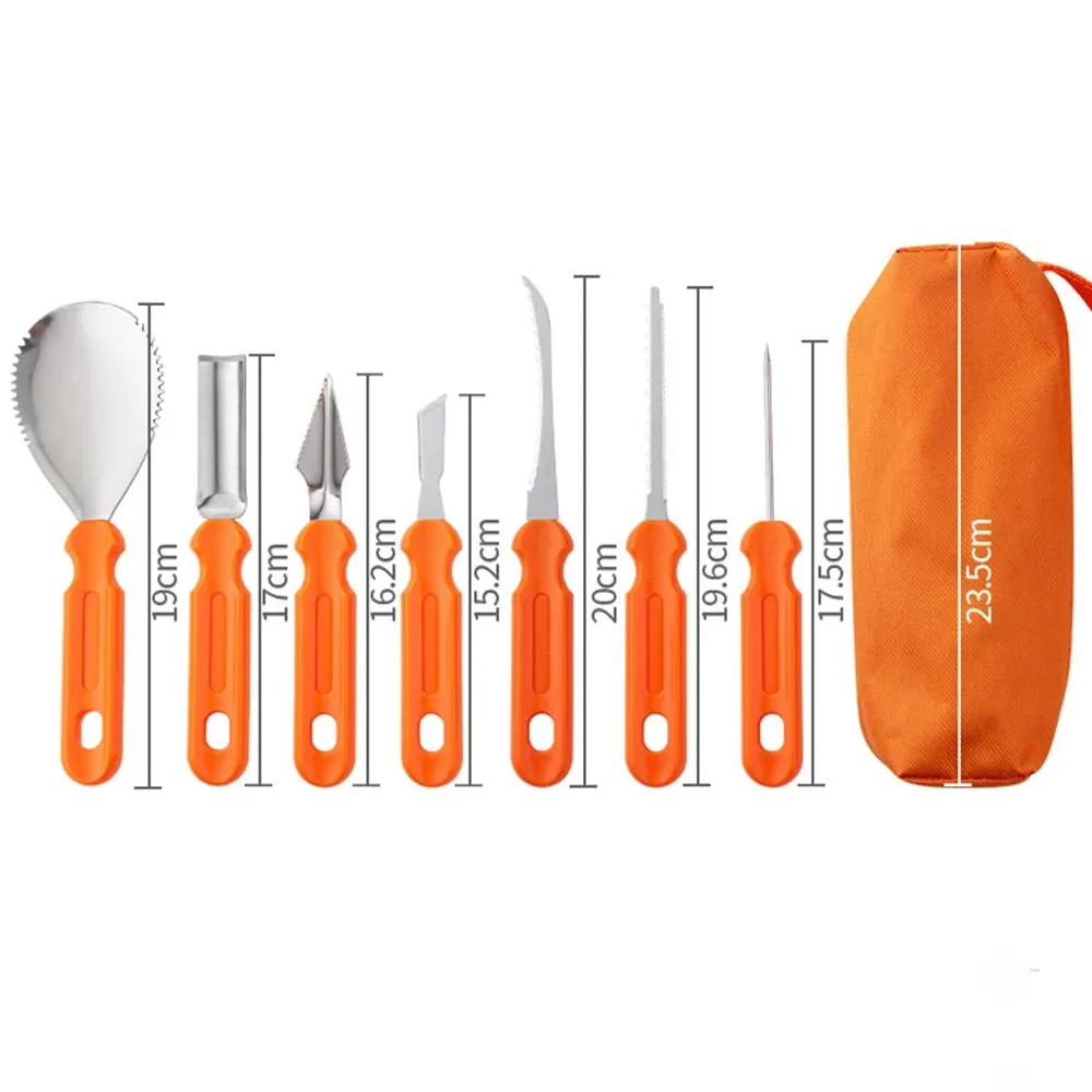 7pcs/Set Halloween Stainless Steel Pumpkin Carving Tools Kit Professional Pumpkin Carving knife Set With Storage Bag — image 6