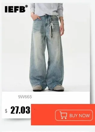 American Style Men's Denim Pants Solid Color Washed Casual Cleanfit Straight Wide Leg All-amtch Loose Male Jeans New 9W4159 — image 9