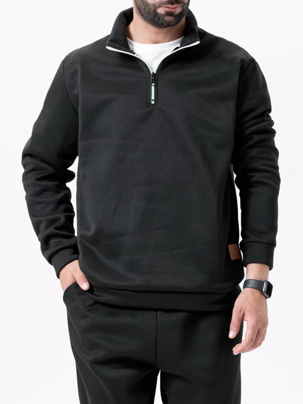 Men Sweatshirts Spring Thicker Pullover Half Zipper Pullover for Male Hoody Outdoor Sweatshir Autumn Solid Color Turtleneck Swea — image 17