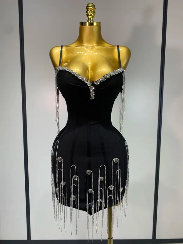 Kobiety seksowny Backless Spaghetti pasek Bodycon bandażowa sukienka bez rękawów 2025 elegancka suknia balowa klub wieczorowe sukienki urodzinowe — image 8