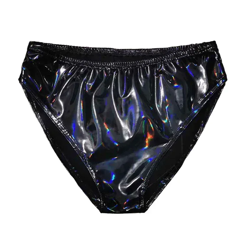 Men Sexy Latex Glossy Briefs Underwear Pvc Leather Underpants Women Patent Leather Erotic Lingerie Thongs Sissy Panties — image 5