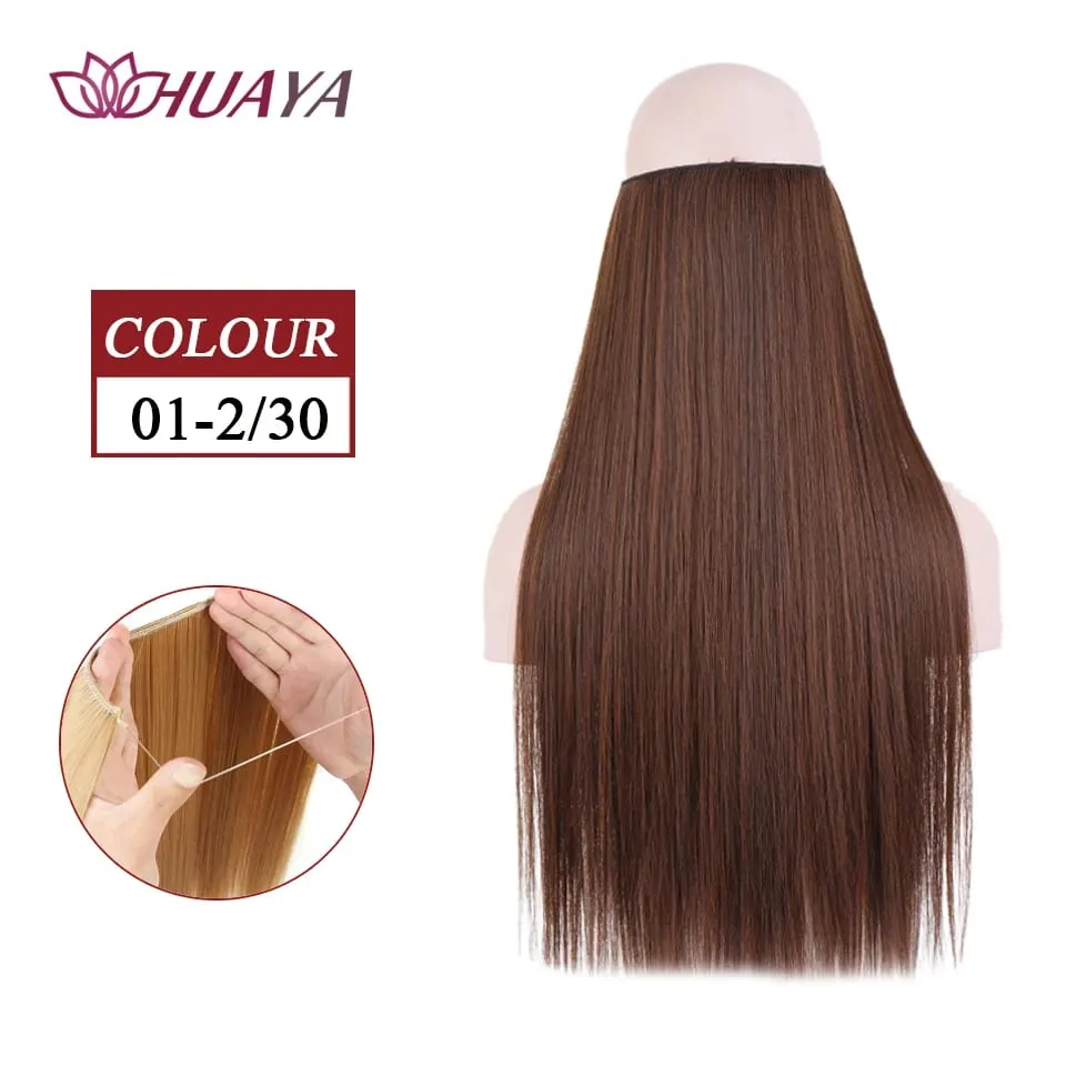 Synthetic Long Straight Invisible Wire No Clips In Hair Extensions Fake Hair Pieces Secret Fish Line Hairpieces For Women — image 8