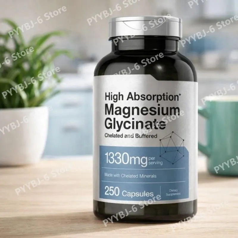 Magnesium Glycinate 1330mg (Elemental Magnesium) 250 Kapslar Kelaterade buffrade mineraler Icke-GMO glutenfritt kosttillskott — image 1
