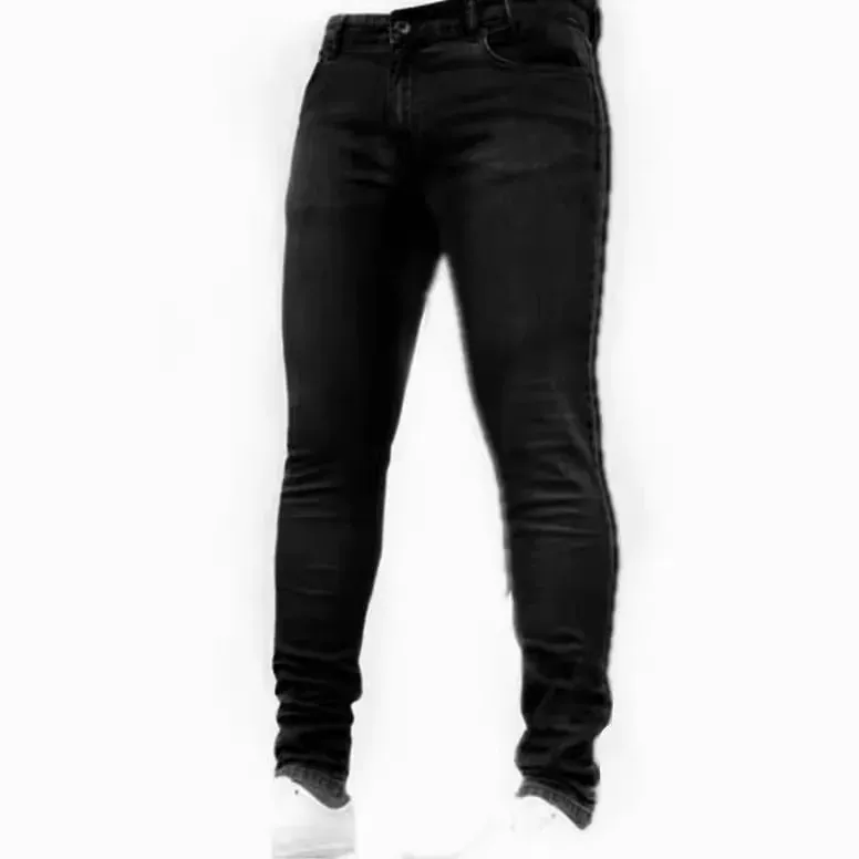 European and American New Style Tight and Personalized Popular Jeans 2024 Fashion Men's Elastic Solid Color Slim-fit Pants — image 5