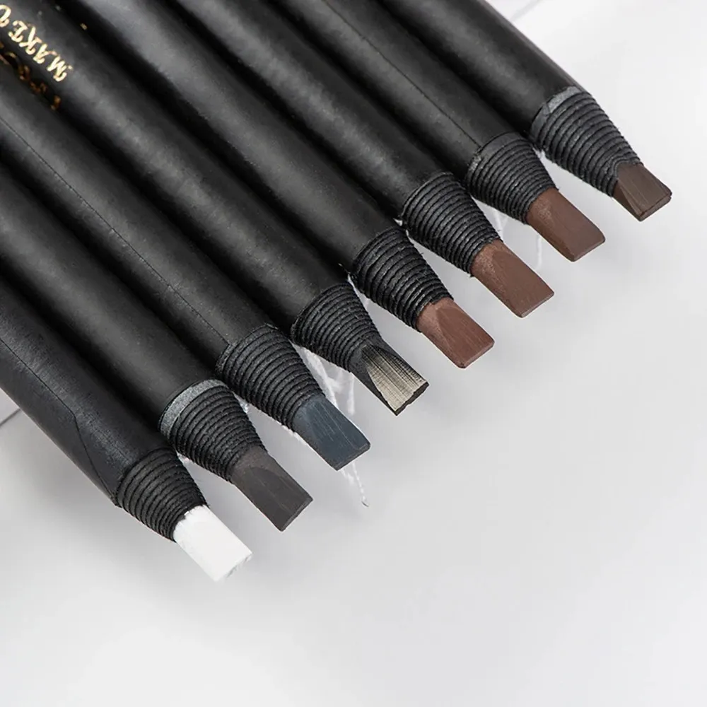 6/12PCS Eyebrow Pencil Hard Core Wholesale Makeup Pull Line Haozhuang Brand Permanent Peel off White Black Waterproof Natural — image 2