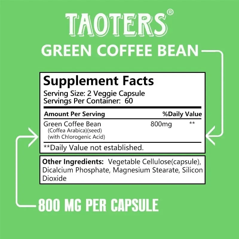 Green Coffee Bean Weight Loss Supplement 1200 mg - Boosts Metabolism and Endurance Burns Belly Fat