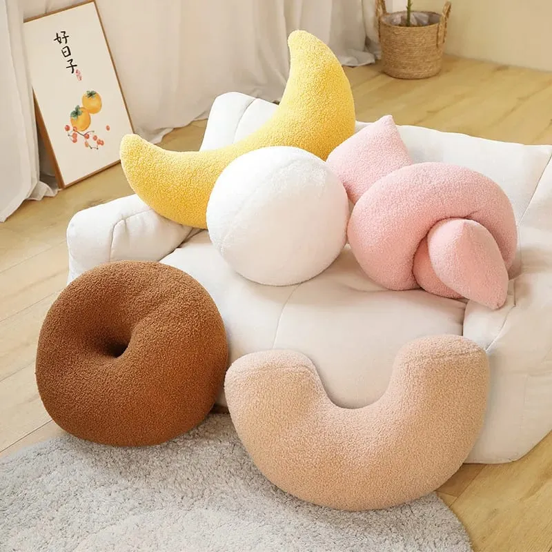 INS Popular Plush Yellow Moon Ball Shape Cushion Stuffed Donut Twist Bar Throw Pillow Home Decoration Room Pillow Birthday Gift — image 9