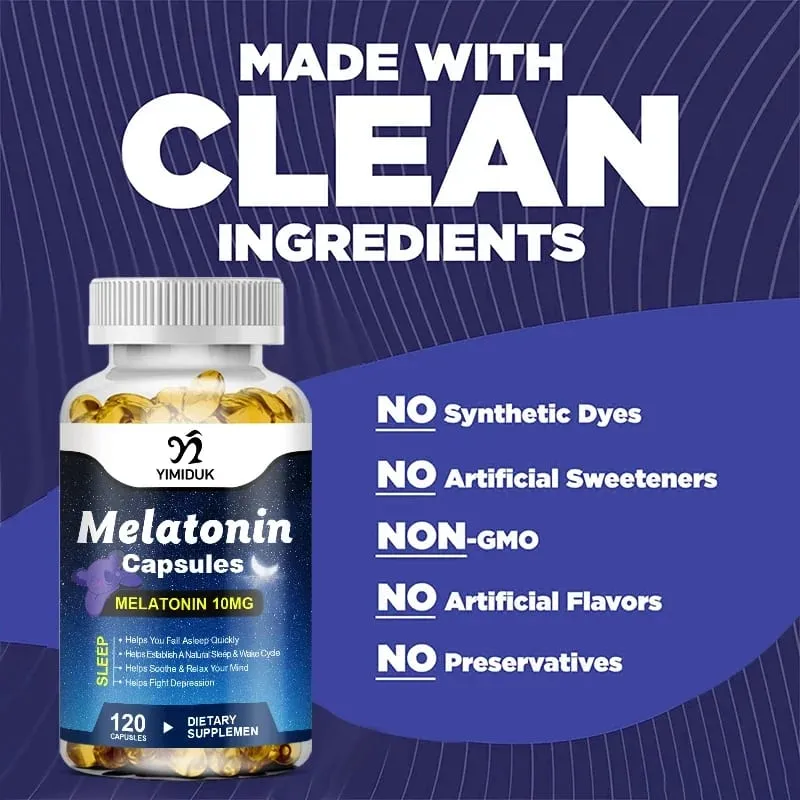 Melatonin 10mg Sleep Dietary Supplement No Habit Deep Sleep Contains Melatonin - Healthy Sleep - 120 Capsules