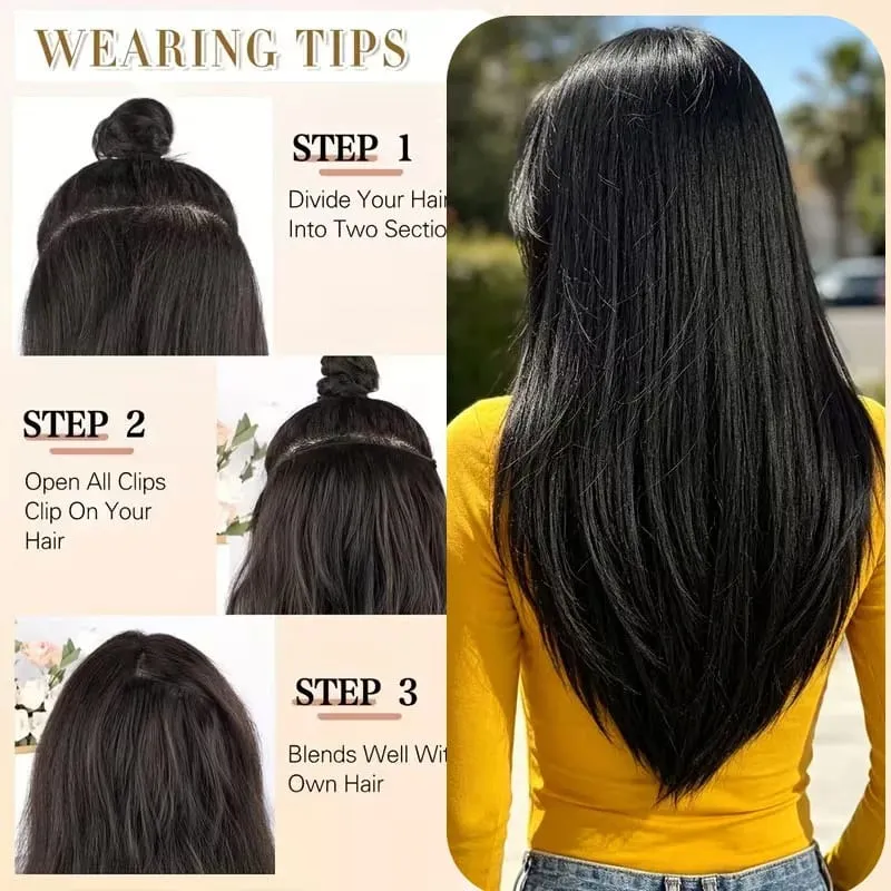 20Inch Synthetic Layered Clip In Hair Extensions Long Straight High Temp Fiber Hair Extension for Women Increase Hair Volume — image 6