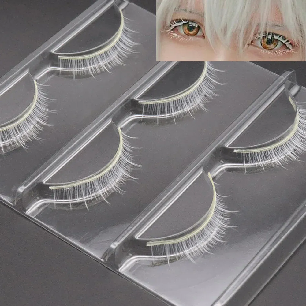 Hot 3pair White Eyelashes Makeup Natural Long Eyelashes Extension Cross Strip False Eye Lashes Beauty Makeup Tools — image 3