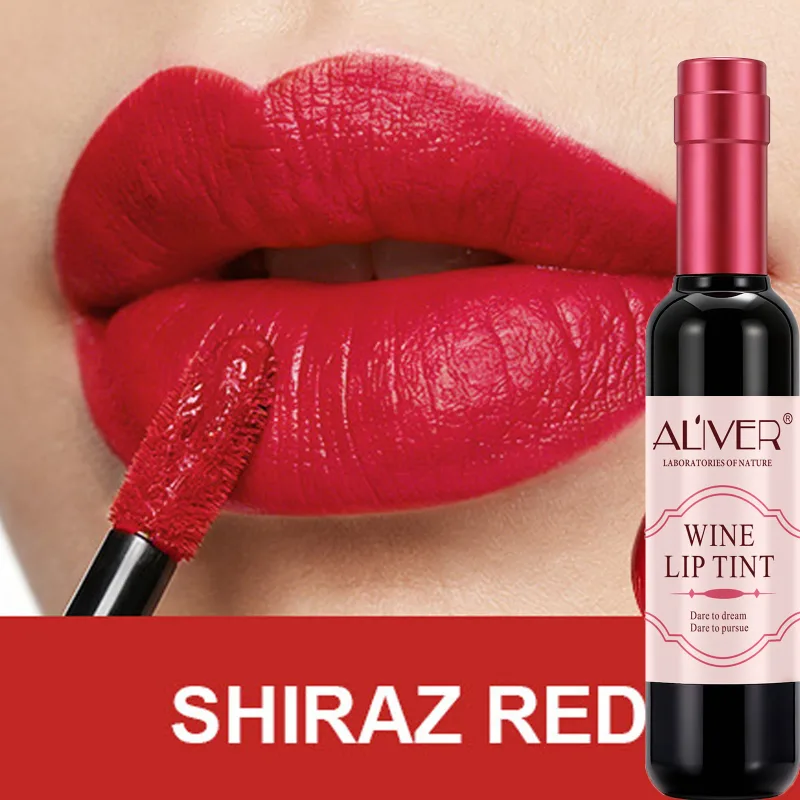 1pcs Red Wine Bottle Shape Matte Lip Gloss Sexy Lasting Non-stick Cup Velvet Matte Nude Liquid Lipstick Women Makeup Lip Gloss