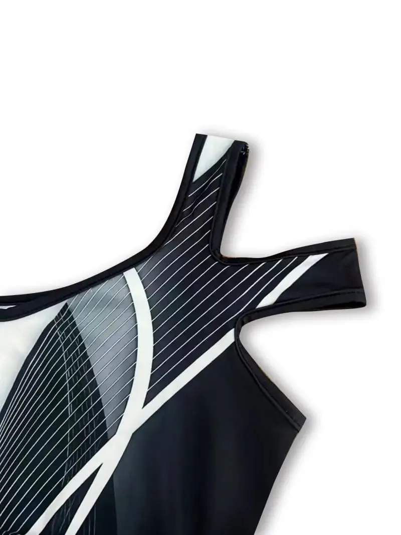 Robe irrégulière à manches courtes et col en v pour femmes, Mini-jupe de tempérament personnalisée avec ourlet fendu — image 4