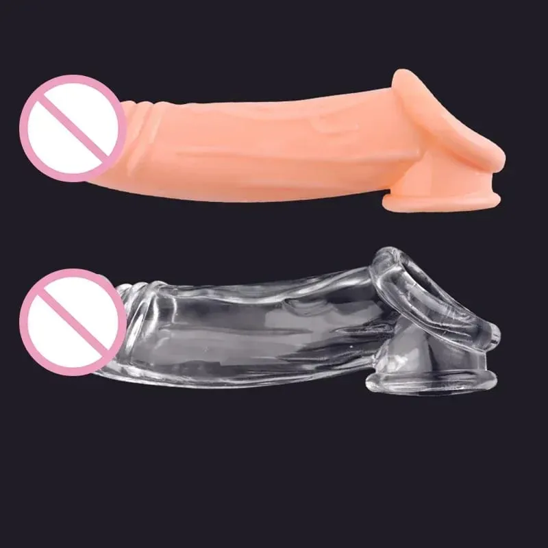 3 Colors Penis Sheath Extender Sleeve Enlarger Stretch Enhancer Delay Ejaculation Sex Toys For Men Reusable Condom Cock Ring — image 3