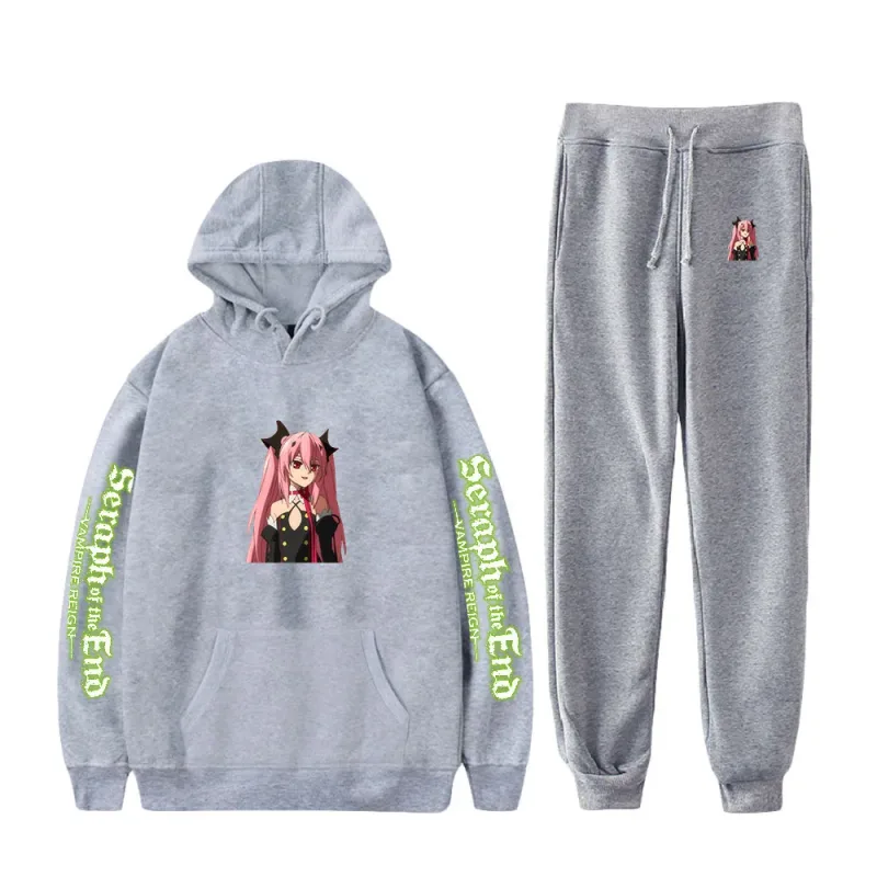 Harajuku cómodo Seraph of the End estampado sudadera pantalones de chándal traje sudaderas con capucha + pantalones traje niños/niñas conjunto de 2 piezas ropa — image 10