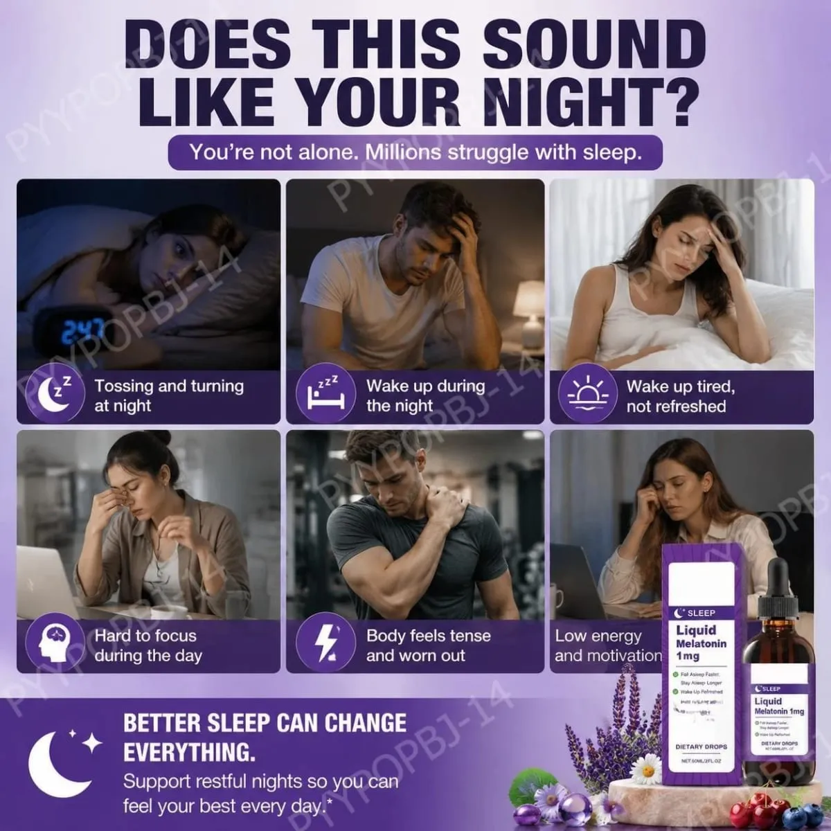 Liquid Melatonin 1 Mg Sleep Drops Mint Leaf Extract Fall Asleep Faster Stay Asleep Longer Wake Up Refreshed 60 ML