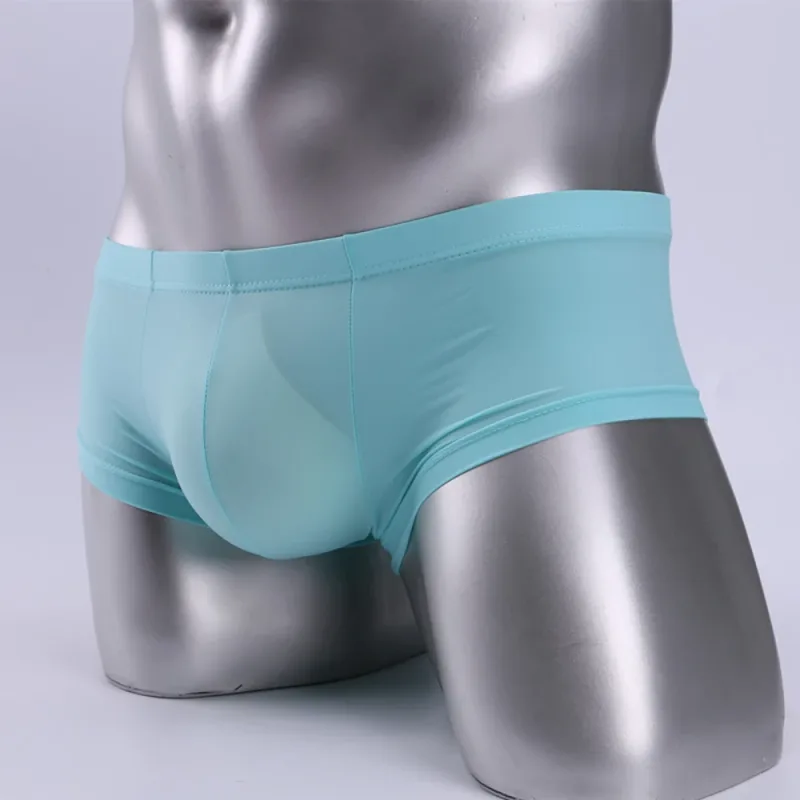 1pc Men's Ice Silk Low Waist Briefs Elastic Solid Color U-Convex Pouch Panties Lingerie Male Underwear Underpants — image 11