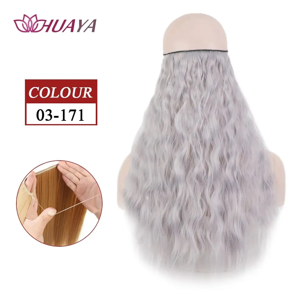 Synthetic Long Straight Invisible Wire No Clips In Hair Extensions Fake Hair Pieces Secret Fish Line Hairpieces For Women — image 43