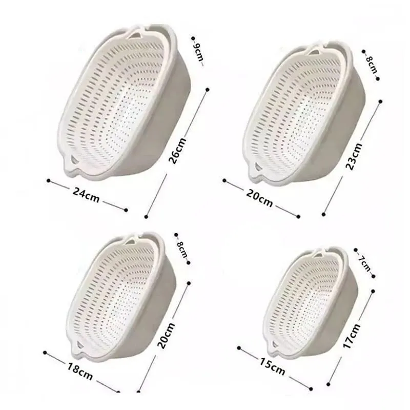 6PCS Kitchen Sink Vegetable Drainer Fruit Basket for Multifunctional 3 Size Stackable Washing Basin Vegetable Drain Basket Basin — image 15