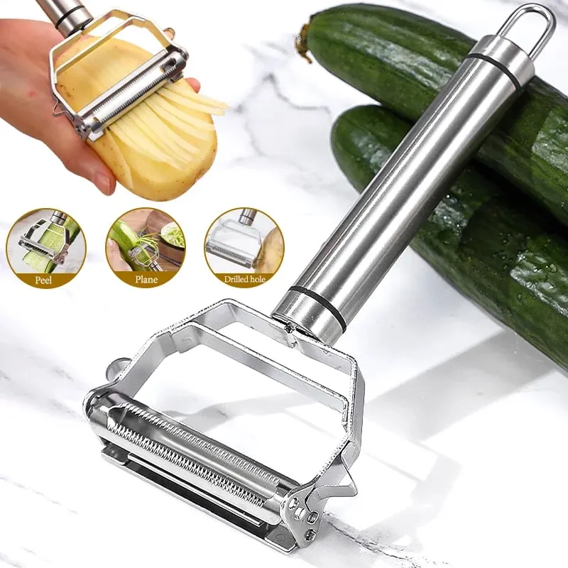 2/4 In 1 Rotary Peeler Multiple-Function Vegetable Fruit Potato Peeler Stainless Steel Peeler Home Kitchen Article Durable — image 2