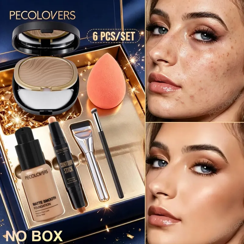 6PCS/Set Facial Makeup Set Natural Matte Covering Dark Circles and Blemishes Facial Shaping and Brightening Soft Texture
