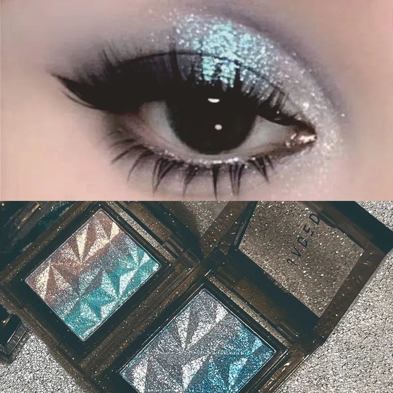 METALLIC Gradient Eyeshadow Palette Silver Blue Punk Smoky Eye Shadow เม็ดสีสูง Pressed สีม่วง Glitter Eyes แต่งหน้า Palette — image 2