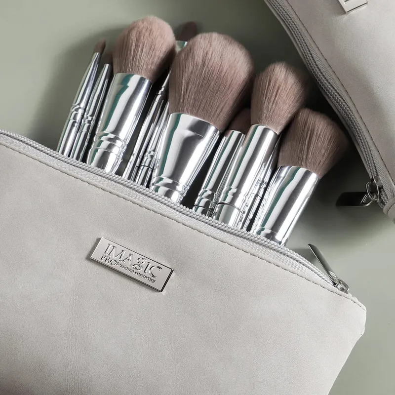 13pc Makeup Brushes Set Foundation Powder Eyeshadow Portable Natural Hair Professional Blending With Storage Bag Cosmetic — image 5