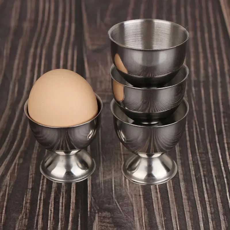 4pcs Stainless Steel Boiled Egg Cups Stand Rack Eggs Holder Kitchen Breakfast Cooking Tool Holder Cooking Tool Kitchen Gadgets — image 4