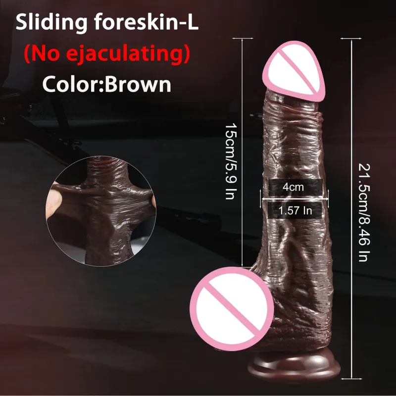 2 In1 Super Realistic Dildo Penis Sliding Foreskin Ejaculation Big Dick Penetration Anal Female Masturbation Sexy Adult Sex Toys