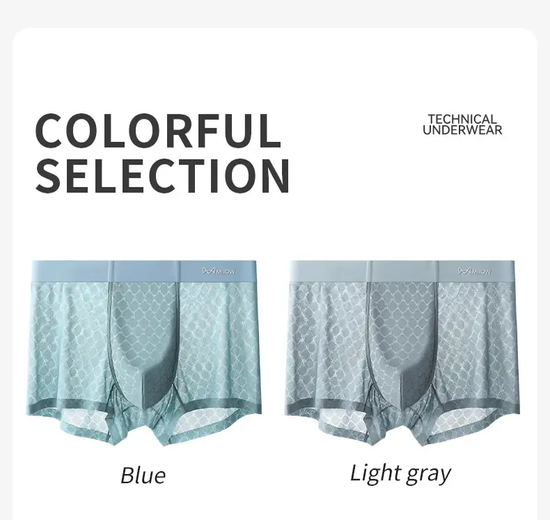 MiiOW 3 Chiếc Liền Mạch Ice Silk Nam Quần Lót Boxer Mùa Hè Lưới Thoáng Khí Quần Lót Nam Kháng Khuẩn Quần Lót Nam Võ Sĩ Quần Đùi — image 13