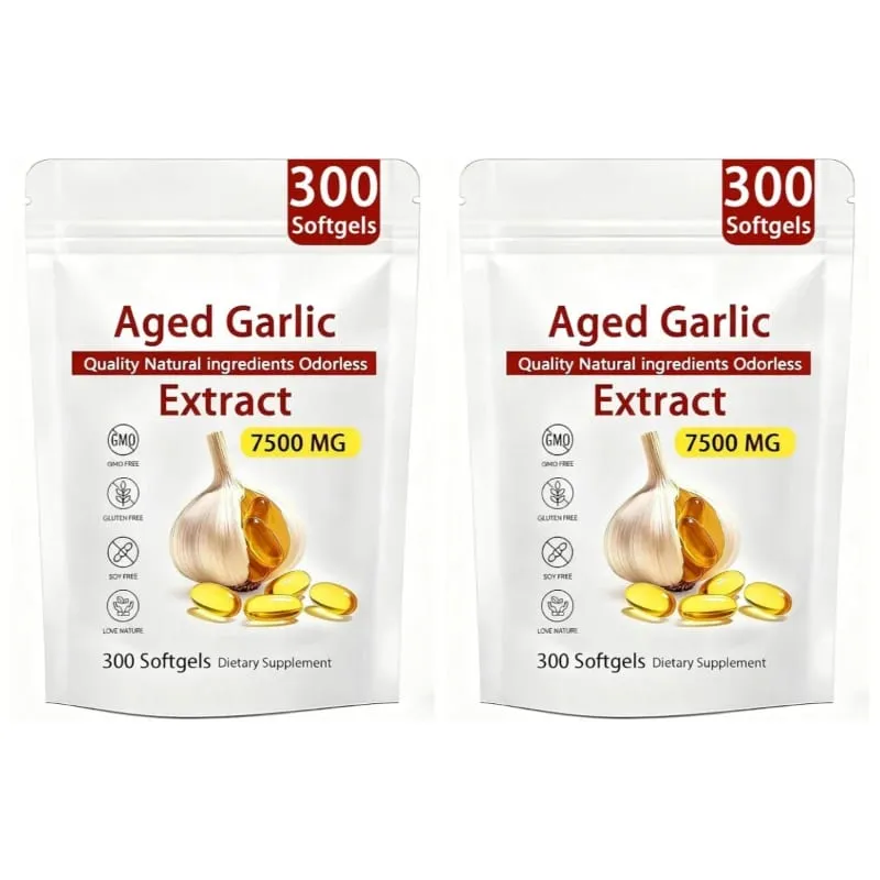 Capsule molli di estratto di aglio invecchiato Supporto per l'equilibrio immunitario inodore Formula quotidiana ricca di antiossidanti 7500 Mg Vitalità cardiaca 300 capsule molli — image 9