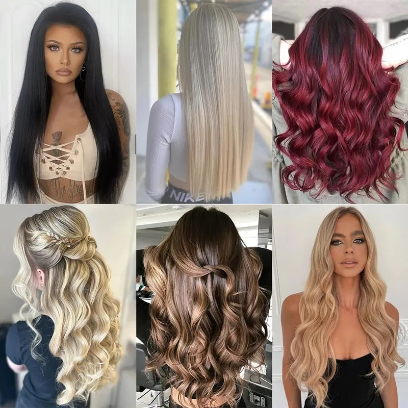 Synthetic 24Inch 16 Clips In Hair Extensions 7Pcs/Set Long Wavy Hairstyles Blonde Brown Heat Resistant Hairpiece For Women — image 7