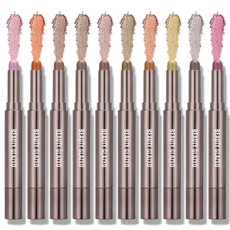 10 Color Double Ended Eye Shadow Stick With Sponge Brush Pearlescent Lasting Eyeshadow Pen Contouring Portable Makeup Cosmetics — image 3