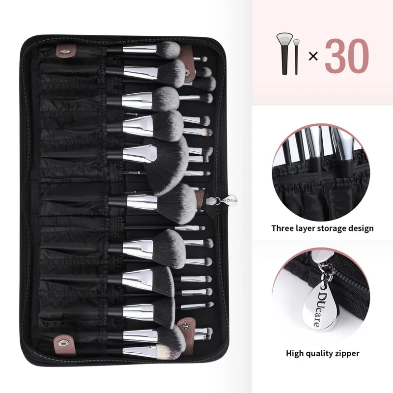DUcare Women Makeup Bags Travel Cosmetic Bag Makeup Brushes Case 30 Hole Bag professional Organizer Makeup Brush Accessories Bag