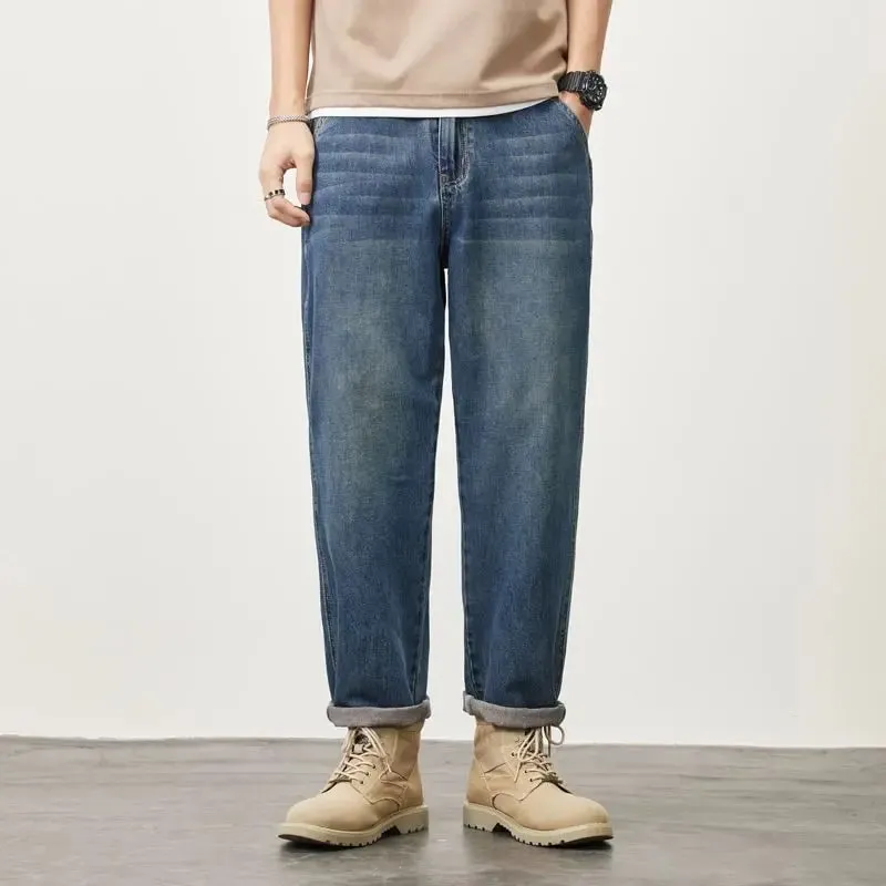 Summer Micro-cone Straight Jeans for Men Loose Comfortable and Versatile Casual Teenager Trendy Retro Trousers jeans for man