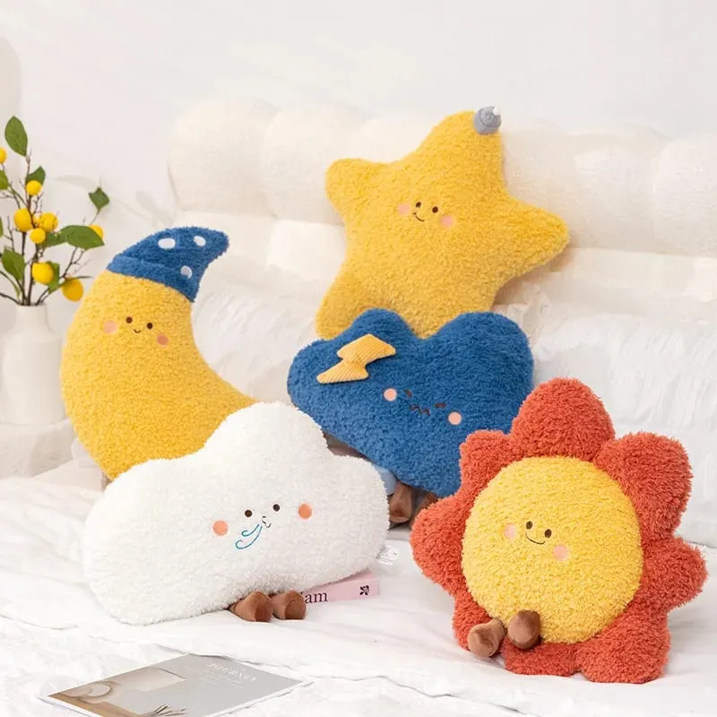 Soft Starry Sky Pillow Cute Rainbow Moon Star Plush Pillow Creative Sun Cloud Pillow Cushion Sleep Companion Pillow Home Decor — image 9