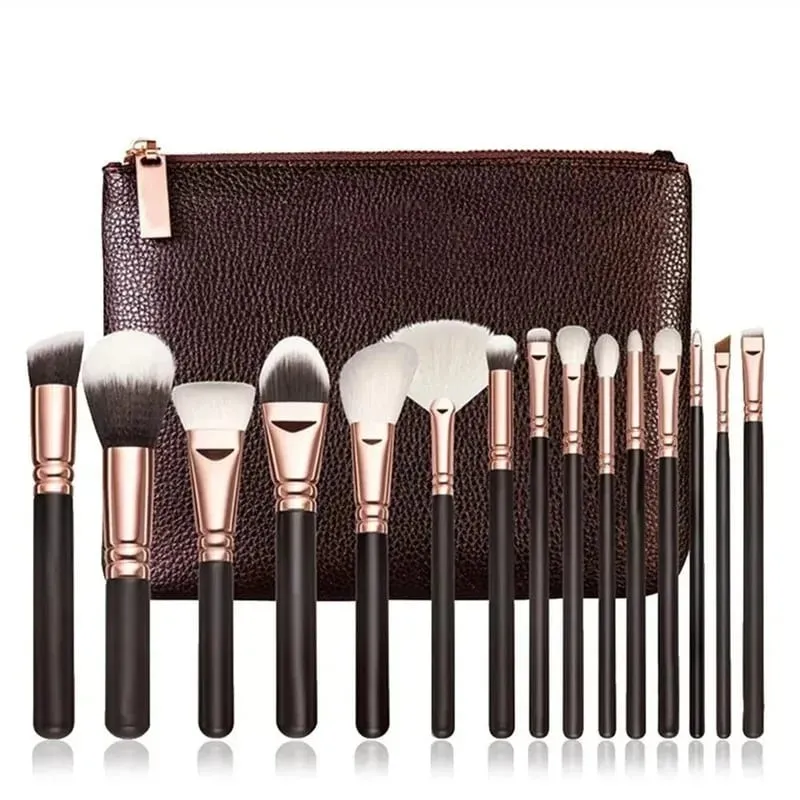 15 Brown/Black Brushes Loose Powder Blusher Eye Shadow Eyebrow High Gloss Makeup Brush — image 6