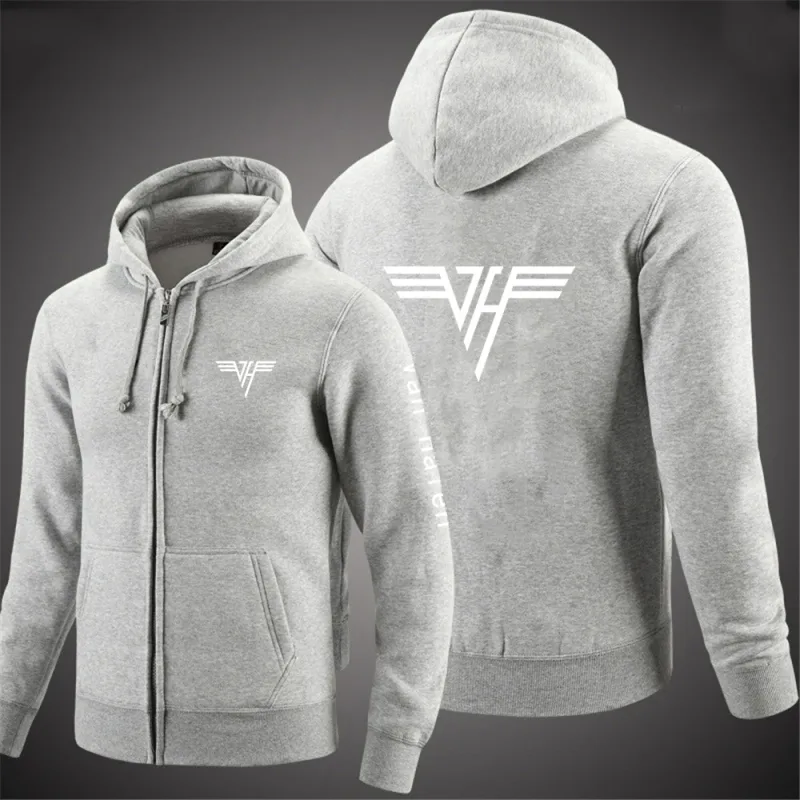 2024 Spring Autumn Van Halen Logo Printing Solid Color Classic Hooded Hoodies Men's Trendy Sports Casual Long Sleeve Loose Coat — image 11