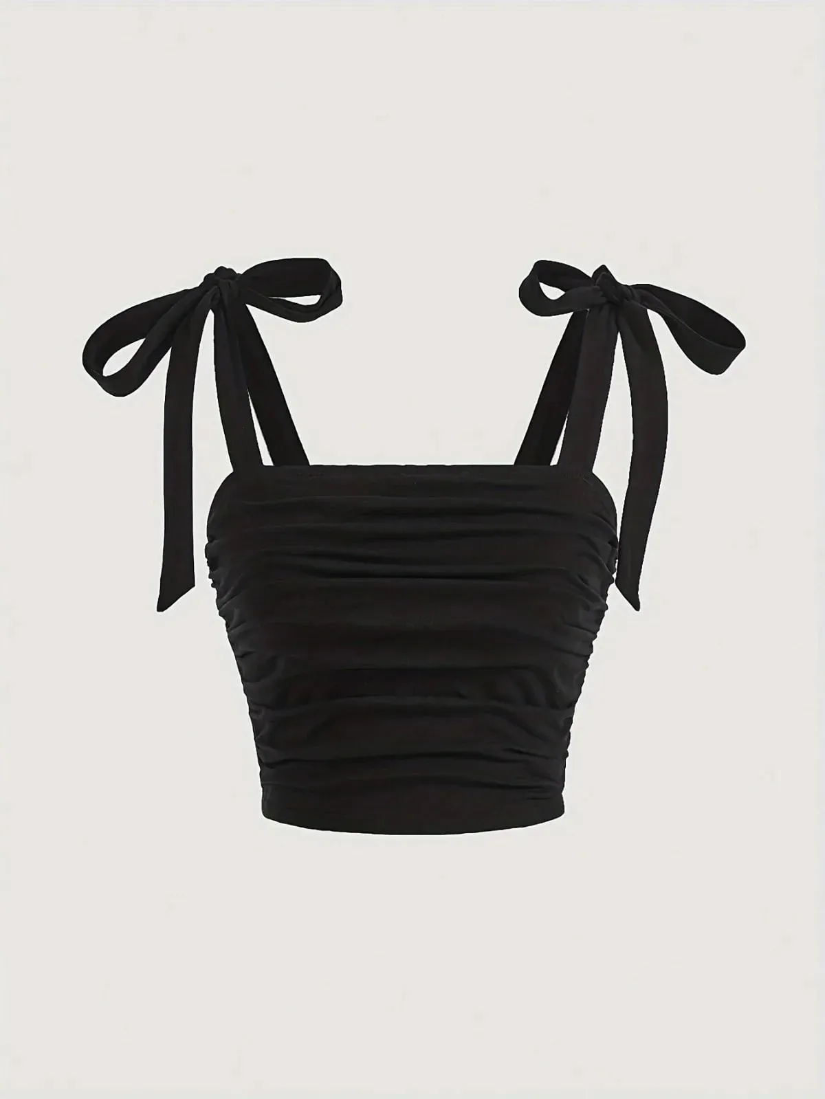 Solid Tie Shoulder Ruched Wide Strap Slim Fit Crop Top for Women Summer 2025 Y2K Clothes Pink Backless Cami Top Streetwear