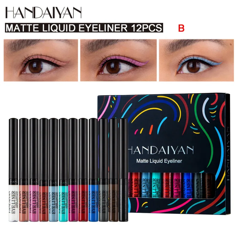 12pcs Colorful Waterproof Eyeliner Pen Set Fluorescent Matte Long-Lasting 24hrs Eye Liner Pencils for Face Makeup Decoration — image 10