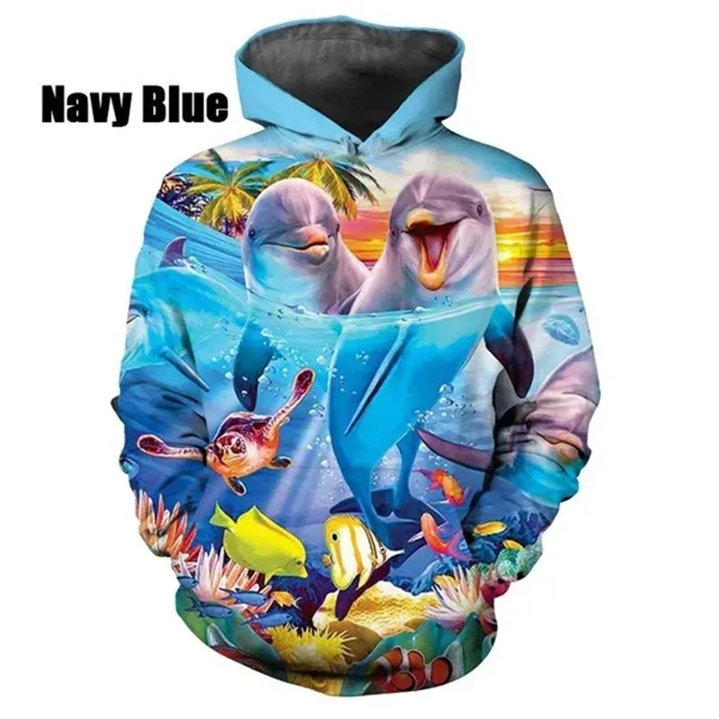 Hot Sale 3D Printing Dolphin Graphic Hoodies Casual Pullover Sweatshirts For Men Women Streetwear Oversized Hoodies For Kids — image 9