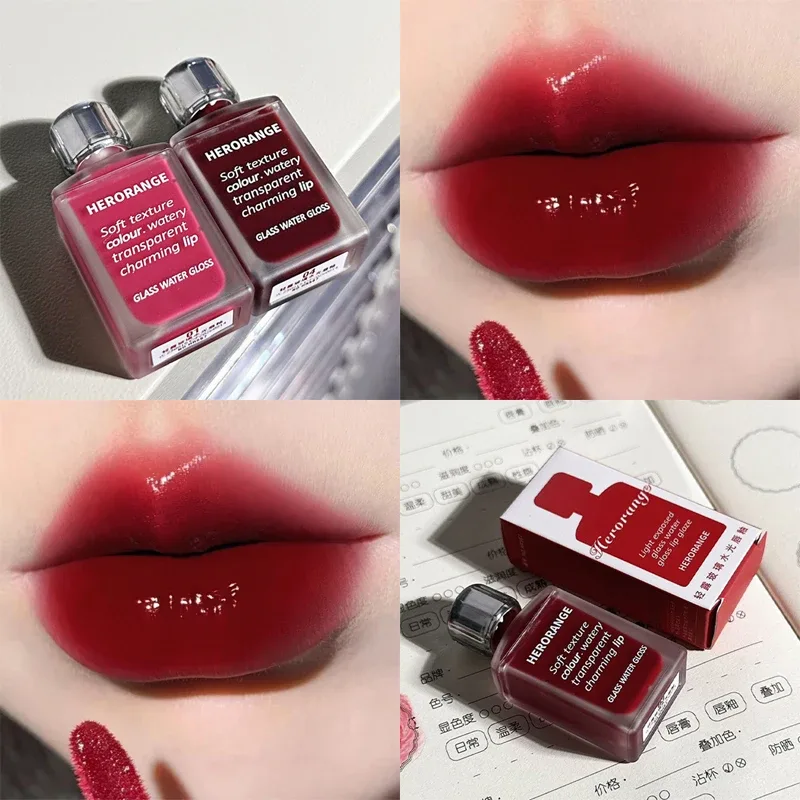 Water-Glow Mirror Lip Gloss Long Lasting Moisturizing Hydrating Lip Tint Makeup Skin-Brightening Lipstick Korean Women Cosmetic