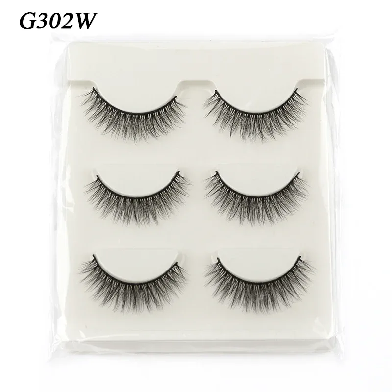Faux Cils 3 Pairs False Eyelashes Natural Long 3D Mink Lashes Soft Fluffy Wispy Handmade Fake Lashes Eye Makeup Tools Maquiagem