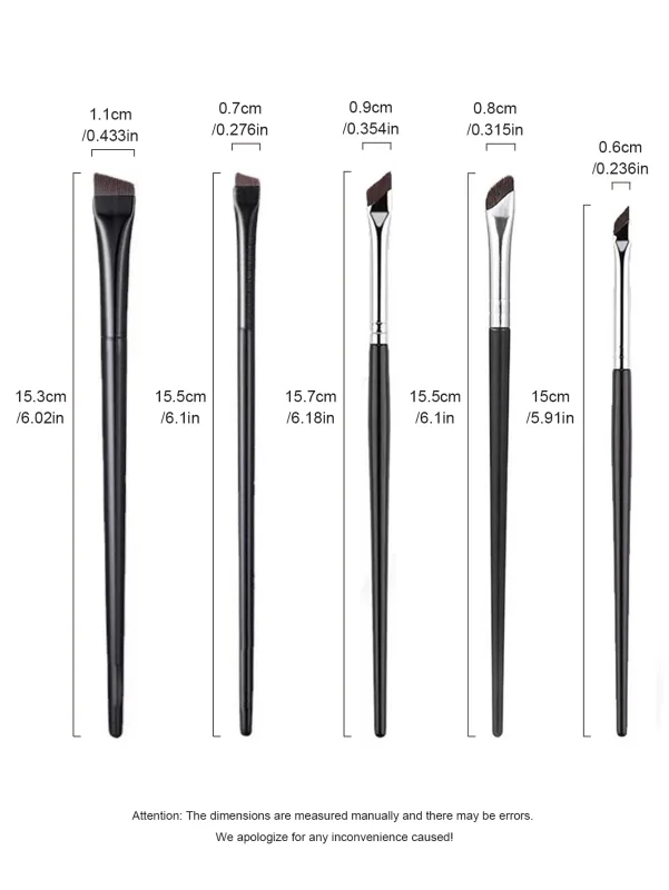 1 Set Of 5 Makeup Brushes Blade Eyeliner Brush Lower Eyelid To Flat Head Oblique Angle Eyebrow Brush Horizontal Silkworm Brush